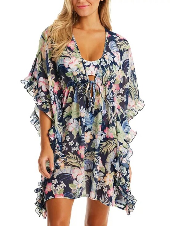 Jessica Simpson Other - Jessica Simpson Women's Stranded In Paradise Printed Ruffled Cover Up Dress NWT